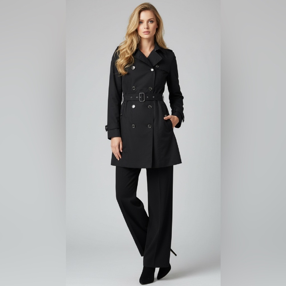 (#83)COLE HAAN Water Resistant Hooded Trench Coat